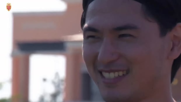 Minamino on his first day training with the team